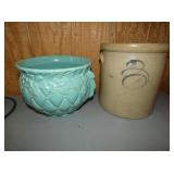 3G. STONEWARE CROCK, MCCOY JARDINARE