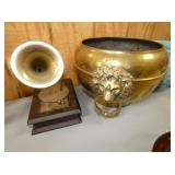 JEWERLY BOX VICTROLA, LG BRASS WARE