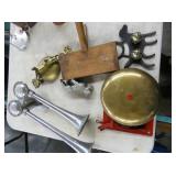 WOOD CARDS, BRASS BELL, ETC