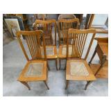 4 MATCHING OAK CANE BOTTOM CHAIRS