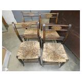 SET OF 4 EARLY PA RUSH BOTTOM CHAIRS