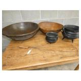 DOUGH BOWLS, CAST IRON ITEMS