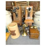 OAK WALL TELEPHONES AND OTHERS
