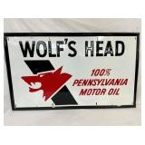 EMB. WOLFS HEAD SIGN 60X36 SELF FRAMED