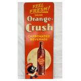 1943 VERTICAL ORANGE CRUSH MASONITE SIGN