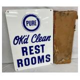 OLD STOCK PURE REST ROOMS SIGN