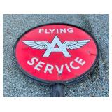 CLOSEUP VIEW FLYING A PORC. SIGN