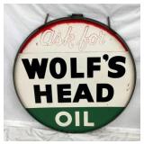 36IN PORC. DS WOLFS HEAD SIGN W/ BAND