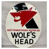 DST 1970 OLD STOCK OVAL WOLFS HEAD SIGN