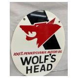 DST 1970 OLD STOCK OVAL WOLFS HEAD SIGN
