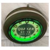 CLOSEUP VIEW GREEN NEON CLOCK