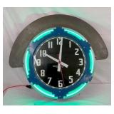 36X31 GREEN NEON STATION CLOCK W/MARQUEE
