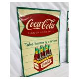 1959 COKE FISHTAIL SIGN W/ CARTON 20X28
