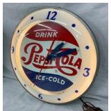 RARE STYLE 14IN DRINK PEPSI COLA CLOCK