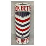 PORC. CONVEX BARBER SHOP SIGN 10X24