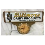 BILTMORE DAIRY PRODUCTS CLOCK 25X17