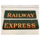 2PC.PORC. RAILWAY EXPRESS SIGN