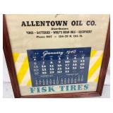 1946 FRAMED FISK TIRES CALENDAR 8X35