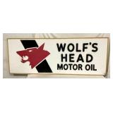 UNUSUAL WOLFS HEAD MOTOR OIL SIGN