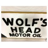 UNUSUAL WOLFS HEAD MOTOR OIL SIGN