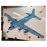 RARE PORC. NEON AIRPLANE SIGN
