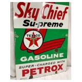 1961 SKY CHIEF TEXACO PORC. PUMP PLATE