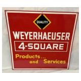 1958 QUALITY WEYERHAEUSER 4 SQUARE SIGN 