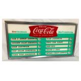 GLASS COCA-COLA FISHTAIL MENU SIGN