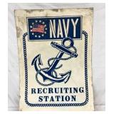 DS METAL NAVY RECRUITING STATION SIGN 