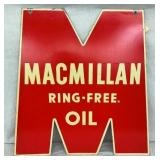 DIECUT MACMILLAN RING FREE OIL SIGN
