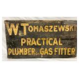 WOODEN W. TOMASZEWSKI PLUMBER SIGN