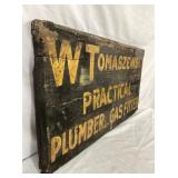 WOODEN W. TOMASZEWSKI PLUMBER SIGN