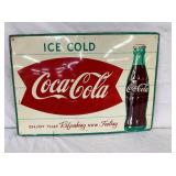 COKE ICE COLD FISH TAIL SIGN 28X20