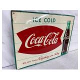 COKE ICE COLD FISH TAIL SIGN 28X20