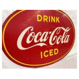 DRINK COKE ICED OVAL SIGN 35X24