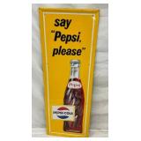 1969 VERTICAL EMB. SAY PEPSI PLEASE SIGN