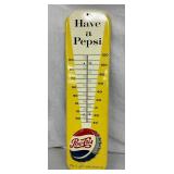 1957 EMB. PEPSI COLA THERM. W/ CAP 7X27