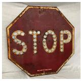 EMB. REFLECTIVE STOP SIGN W/ CAT EYES