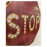EMB. REFLECTIVE STOP SIGN W/ CAT EYES