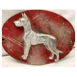 EMB. GREAT DANE PLAQUE CAST ALUM. 12X9