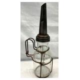 GLASS OIL JAR W/ CAP AND MASTER TOP