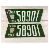 PAIR PORC. 1913 PENNA TAGS