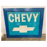 FRAMED CHEVY REFLECTIVE SIGN 65X54