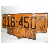 EARLY 1927 OAK PARK LIC. TAG