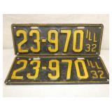 1932 LIC. TAG SET ILLINOIS