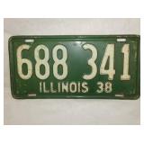 1938 ILLINOIS LIC. TAG
