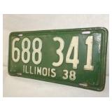 1938 ILLINOIS LIC. TAG