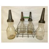 GLASS OIL BOTTLES W/ CARRIER