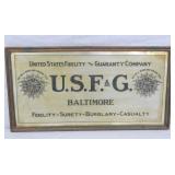 U.S.F.G FIDELITY BURGLAR TIN SIGN