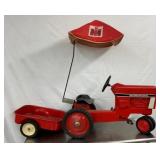 INTERNATIONAL PEDAL TRACTOR W/ UMBRELA, TRAILER 